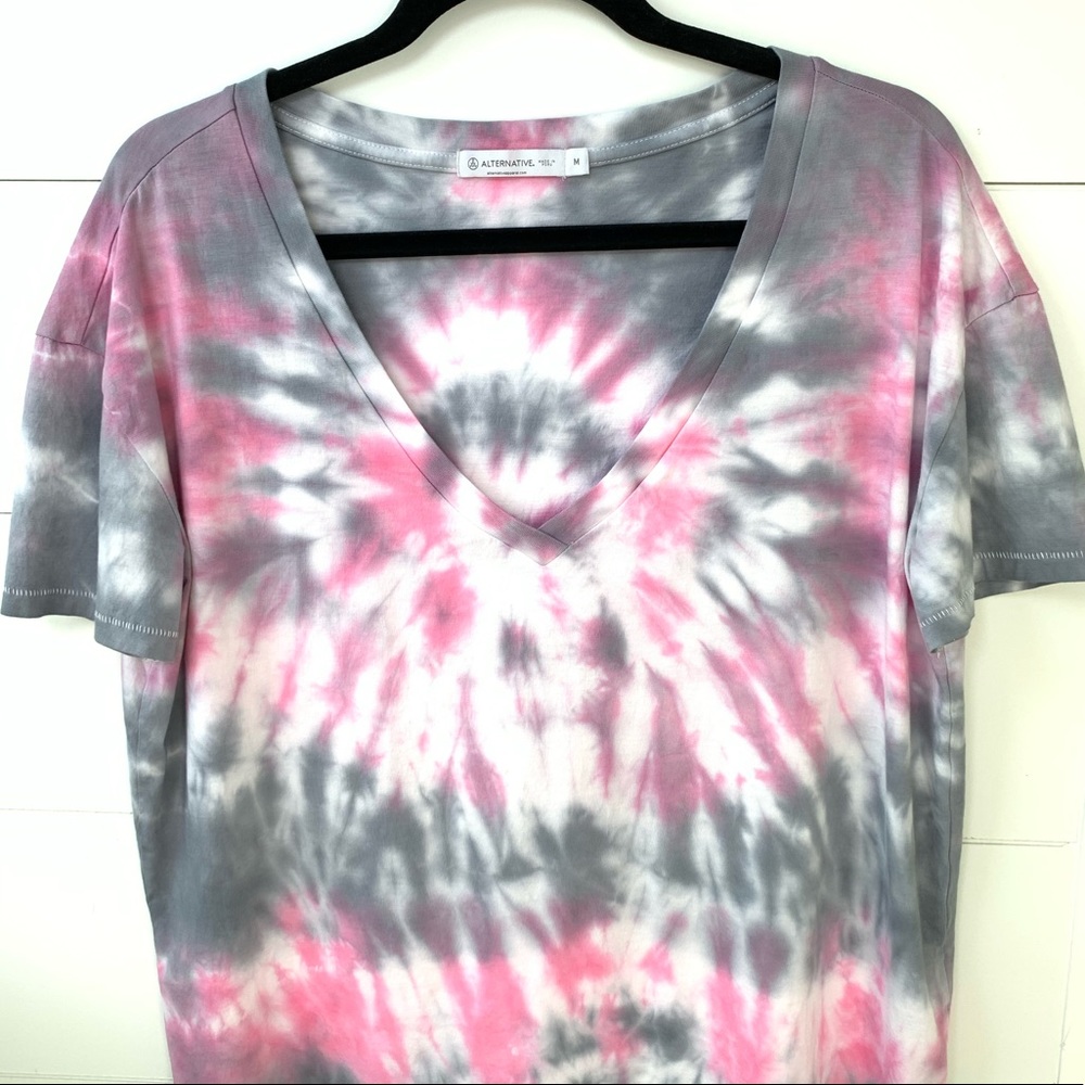 Tie dye pink and grey pastel shirt boxy top